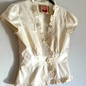 Short sleeve single button blazer, cotton/spandex